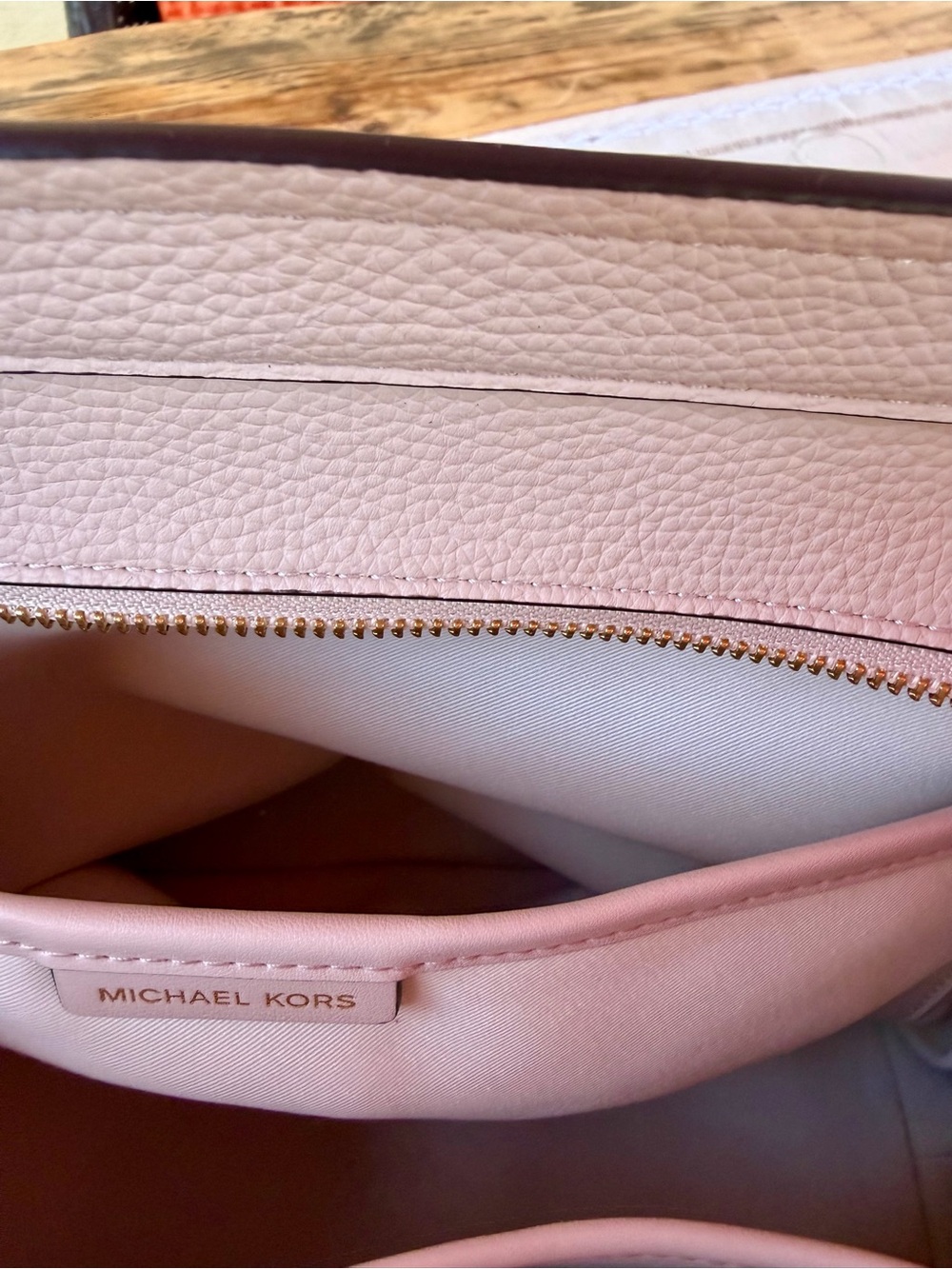 Michael Kors Light Pink Quilted Tote with Gold-Tone Accents - Picture 9 of 12